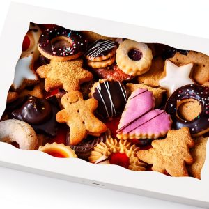 ONE MORE 15-Pack White Bakery Box12x8x2.5inch,Large Pastry Cookie Box for Donuts,Muffins with Window Lid - Auto-Pop up Paper Box Doughnut Chocolate Strawberries Treat Boxes,Pack of 15-0