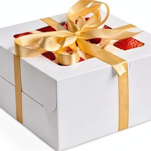 Cake Boxes RACETOP 24pcs Square Bakery Boxes with Window 10x10x5in-0